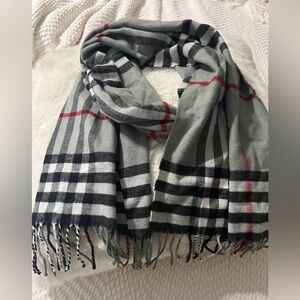 Gray and Black Plaid Scarf